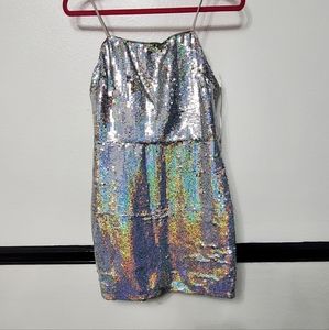 Sliver sequin mini dress
